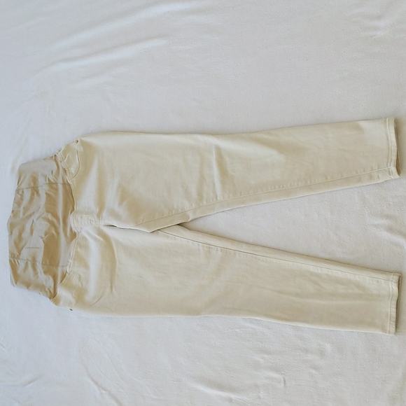 Isabel Maternity Skinny Crossover Panel Maternity Jeans 8 Cream Tan - Picture 3 of 12